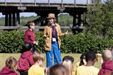 Pupils at St Aidan's storytelling on the riverisde