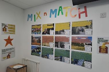 Wall display showing options for mix and match