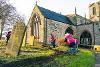 Green Team volunteers working in St Mary's graveyard